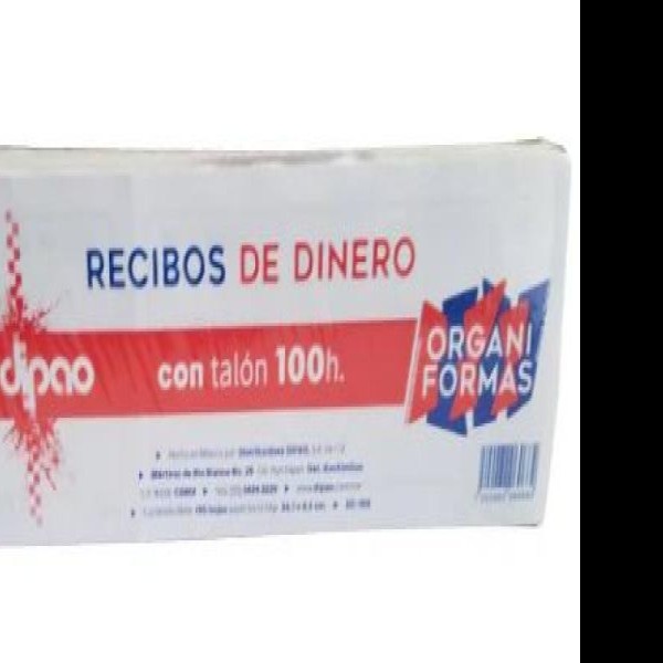 RECIBO DE DINERO CON TALON 80 HJS. RE-80 DIPAO E.5 C.100